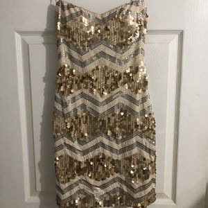 Strapless sequin dress